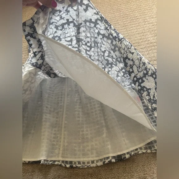 Betsey Johnson Blue & White Floral Grid Burnout Fit Flare Dress - Picture 10 of 10